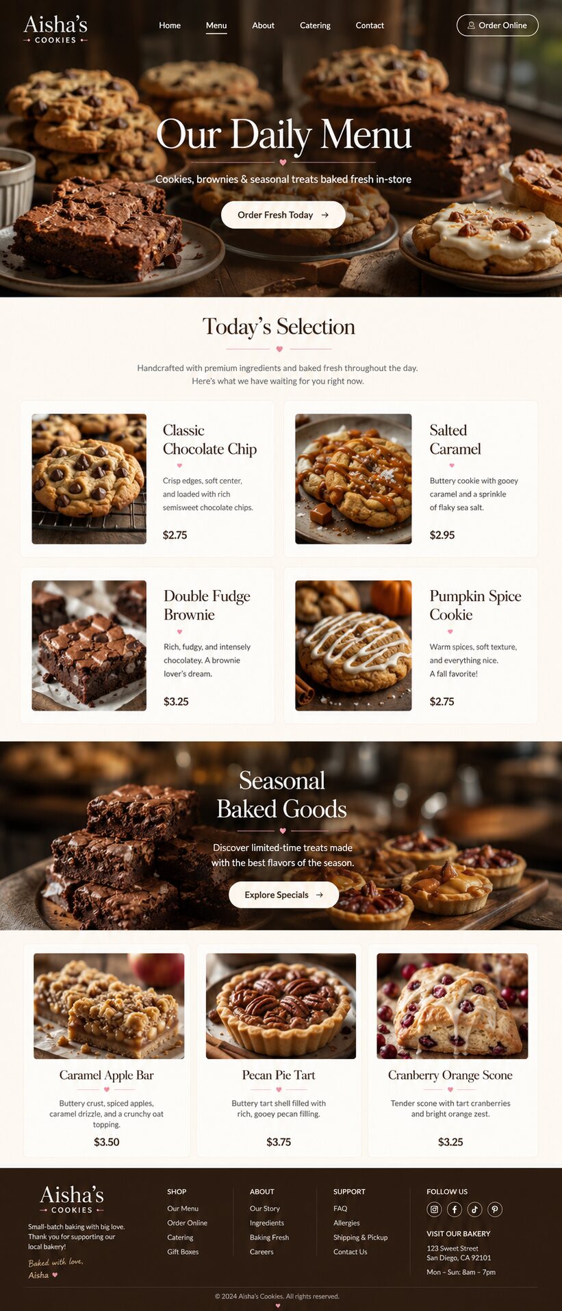 Menu design mockup